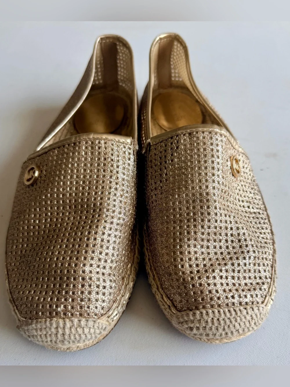 Michael Kors Metallic Gold Espadrille Slip-On Flats